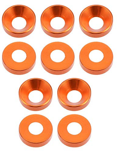 sourcing map Lot de 10 rondelles à tête fraisée en alliage d'aluminium Orange 12 mm x 5 mm x 3 mm