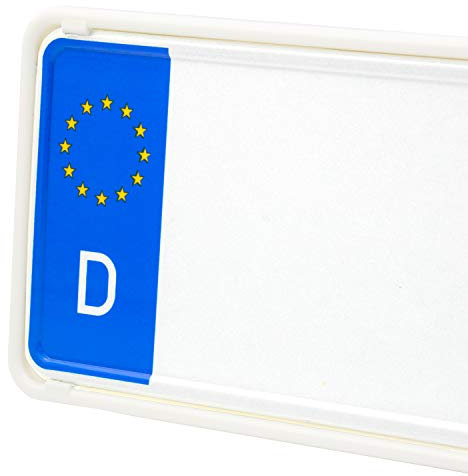 EUROSNAP Auto Kennzeichenhalter Weiß 2er Set Inklusive Montageanleitung - für Deutschland - Dezenter KFZ Kennzeichenrahmen - Universal PKW Nummernschildhalter