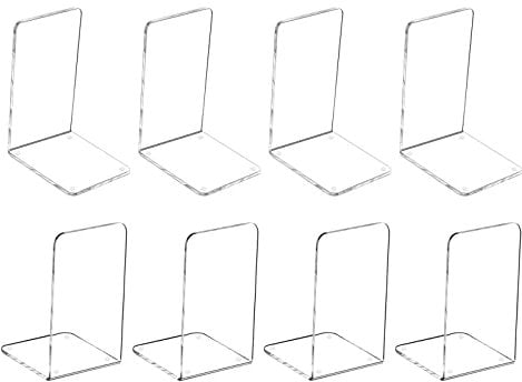 MerryNine Lot de 4 Paires de Serre-Livres en Plastique Acrylique - Décoration pour Chambre à Coucher, bibliothèque, Bureau, Fournitures Scolaires, Papeterie, Cadeau