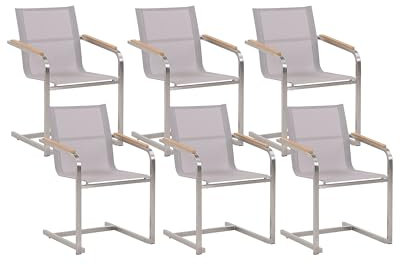 Gartenstuhl aus Edelstahl mit Polyester in Beige 6er Set Moderner Look Cosoleto