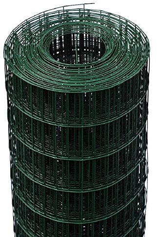 Rete Recinzione Elettrosaldata Metallica Zincata o Plasticata VERDE maglia 50X75 mm Rotolo 25 mt (PLASTICATA VERDE, H: 200 CM)