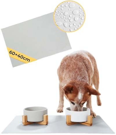 PiuPet® Napfunterlage für Katze & Hund I 60x40cm I Wasserdicht I Silikon Unterlage I Napfunterlage Hund I Napfunterlage Katzen I Futternapf Unterlage | Futtermatte Katzen | Unterlage Hundenapf