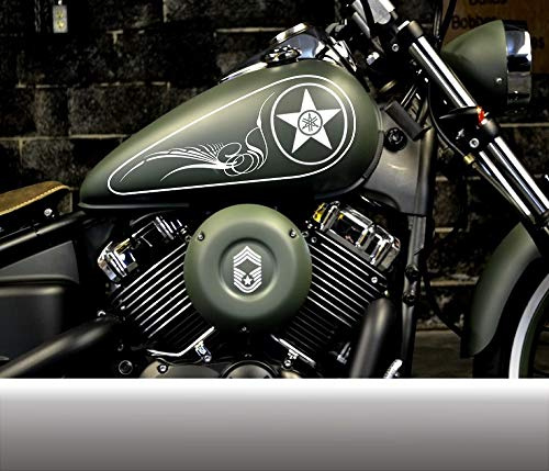 2 KIT GRAFICHE ADESIVE SCALLOPS DA SERBATOIO YAMAHA DRAGSTAR CUSTOM materiale di alta qualità aderiscono perfettamente al fondo e resistenti al trattamento verniciatura (ROSSO)
