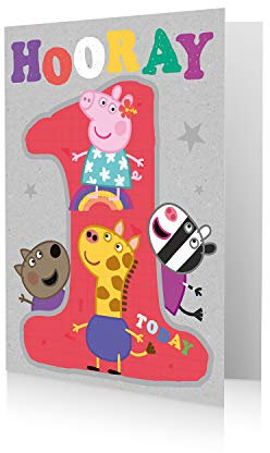Danilo Promotions, PG105 Offizielle Peppa Wutz-Geburtstagskarte zum 1. Geburtstag, 17,8 x 15,2 cm