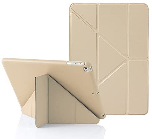 Origami iPad Hülle für iPad 9,7 Zoll 6. 2018 & 5. 2017 Gen, auch für iPad 9,7 Zoll Air 1. 2013 & Air 2. 2014, 5-in-1 Verschiedene Betrachtungswinkel, Glatte Silikon-Hülle Weiche TPU Rückseite - Beige