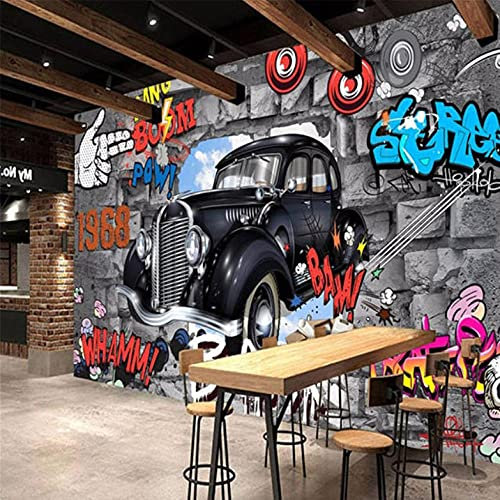 Papier Peint Chambre D'Enfant Voiture de Sport de Luxe de Graffiti: Décoration Murale Effet Trompe L’Oeil - Revêtement Panoramique Tapisserie XXL - Pose Facile Et Qualité HD - 300X210cm