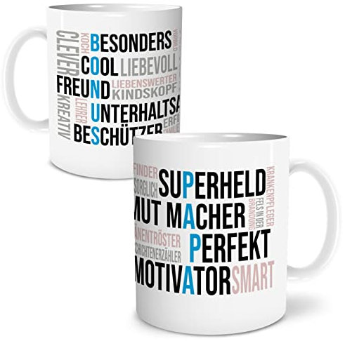OWLBOOK® Geschenke für Bonus Papa zum Geburtstag | Bonuspapa Geburtstagsgeschenk für Stiefpapa Geschenk | Weihnachtsgeschenke für Stiefvater | Kreuzwort Bonus Papa | Tasse 300 ml