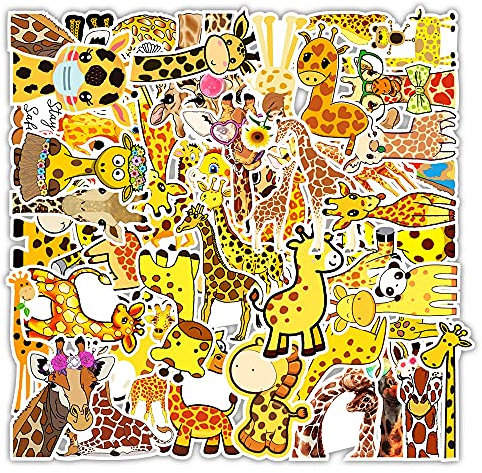 50Pcs Giraffe Stickers Water Bottles Laptop Phone Skateboard Car Computer Cute Giraffe Stickers Vinyl Waterproof Aesthetic Stickers Pack for Teens Kids Adults Children
