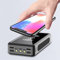SUYING Solar Power Bank 30000 mAh, caricatore wireless Qi portatile, batteria esterna con 4 USB, compatibile con iPhone, Samsung, Huawei, smartphone (30000 mAh, nero)