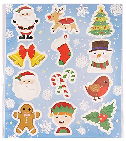Anila's Complete Christmas Themed 10 Party Bags, Fillers & Favours – 10 Sheets of Christmas Stickers. (Ideal for Children Aged 3-8)