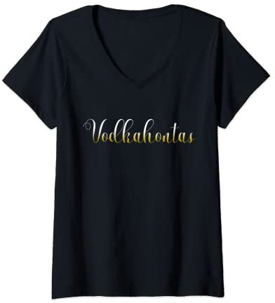 Damen Vodkahontas Gin Whiskey Schnaps Trinken Saufen T-Shirt mit V-Ausschnitt