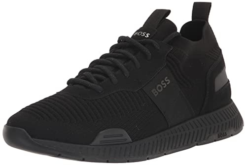 BOSS Herren Mesh-Mix Laufschuhe Sneaker, Schwarzes Öl, 40 EU