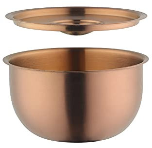 Buyer Star Generic 18/8 Stainless Steel Condiment Jar Stewing Bowl, Rice Bowl, Metal Mixing Bowl with Lid, Steamed Egg Bowl for Serving Soup, Fruit, Sauces, Rice, Ice Cream - Rose Gold