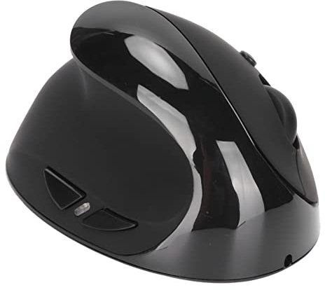 Ratón para Zurdos, 2.4G Ratón Vertical Inalámbrico 1600 dpi Ratón Ergonómico Portátil Ajustable con Receptor USB Y Cable de Carga para PC(Negro)