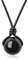 COAI Collier Cordon Cuir Pendentif Rond Obsidienne Noire Homme Femme