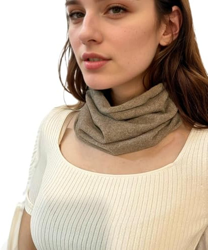 Prettystern Damen Herren Kaschmir-Wolle Loop Schal Cashmere Schlauchschal Strick-Schal Halstuch Schlauch-Schal braun