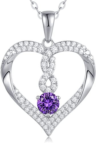 LOUISA SECRET Halskette Damen Silber 925 Zirkonia Geburtsstein Kette Schmuck Damen Geburtstags Geschenk für Sie Frau Freundin Mama Valentinstag Weihnachten Muttertags