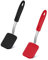 2pcs Silicone Cookie Spatula, Small Silicone Spatula Turner Nonstick Heat-Resistant Scratch Flipper Baking Utensil for Fish, Eggs, Pancakes, Wok (Black, Red)