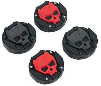GeekShare Schädel Daumen Griffkappen für PS5 Controller, Thumbsticks Cover Set Kompatibel mit Switch Pro Controller und PS4 PS5 Controller, 2-Paare mit 4-Pcs (schwarz bis rot)