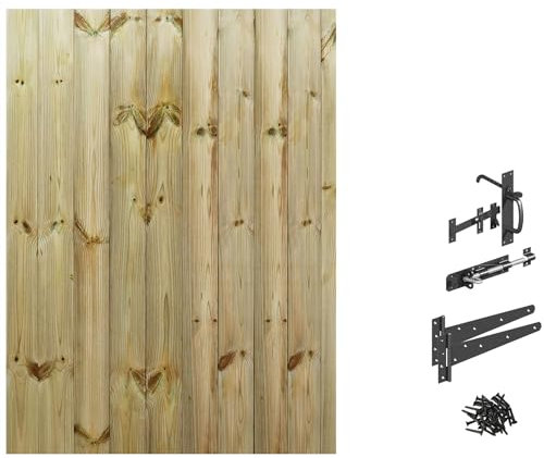 Flat Top Upto H: 5ft x W: 105cm Tongue & Groove Bespoke Garden Gate Custom Made Wooden Fully Framed Treated Strong + Suffolk Hinge Pack Rear/Side/Pathway Access [Upto] Height: 1500mm x Width 1050mm