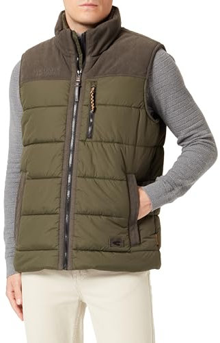 camel active Herren Outdoor Weste mit Stehkragen und Cordbesatz Dunkel Khaki, menswear-50