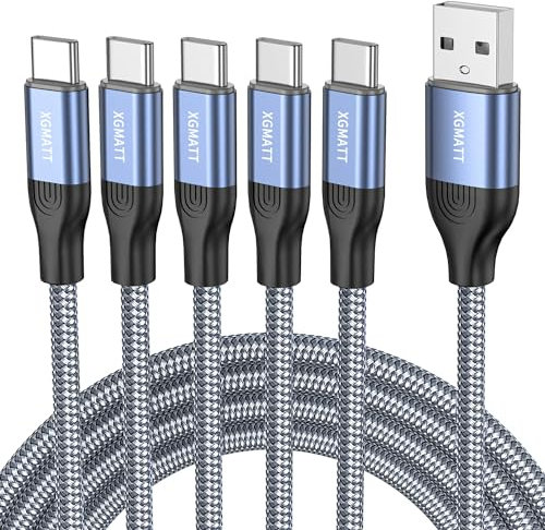 USB C Kabel [1M 5Pack ], Nylon Typ C Ladekabel und Datenkabel USB C Schnellladekabel für Samsung Galaxy S10/S9/S8+, Sony Xperia XZ,Huawei P30/P20, Google Pixel, OnePlus,Blau