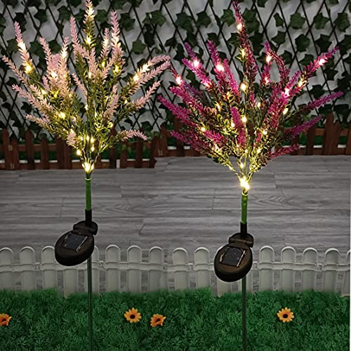 Ulalaza 2 STÜCKE Garten Solarleuchten Multi-Farbwechsel 28 LED Blumenpfahl Licht Dekorative Landschaft Rasen Hof Außenleuchten Rosa und Rot Länge 90 * 60 * 400 mm / 4 * 3 * 16 Zoll