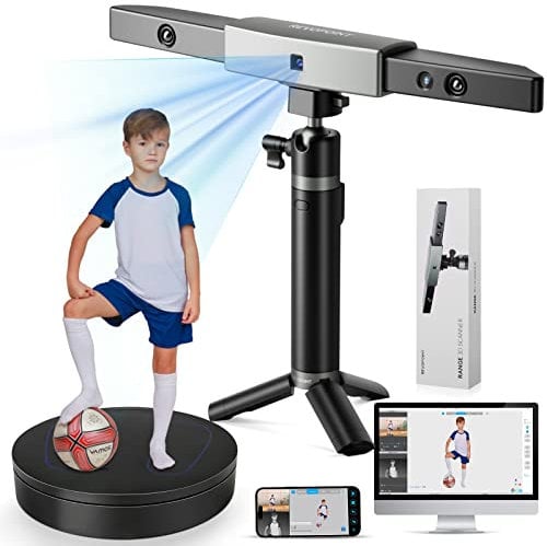 Revopoint Range 3D-Scanner mit großem Drehteller und Powerbank, 0,1 mm Präzisions Infrarot Strukturlicht 3D Scanner zum Scannen großer Objekte, 12 fps bis 18 fps Scangeschwindigkeit