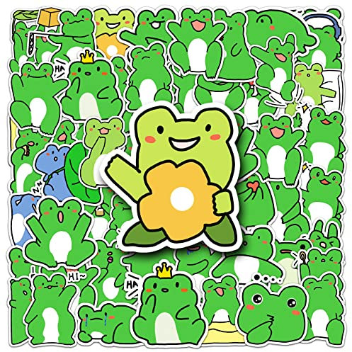 LYLSDSB Frosch Aufkleber 50 Stück Niedlich Wasserdicht Tier Aufkleber für Wasserflaschen Laptop Skateboard Auto Fahrrad Scrapbook Gepäck Gitarre,Vinyl Kawaii Cartoon Frösche Decal für Teenager Kinder