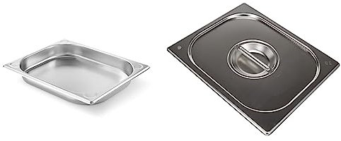 HENDI Gastronormbehälter, Temperaturbeständig von -40° bis 300°C, 2L, GN 1/2, 325x265x(H)40mm, Edelstahl & Gastronorm Deckel, für Gastronormbehälter, Temperaturbeständig von -40° bis 300°C, 265x325mm
