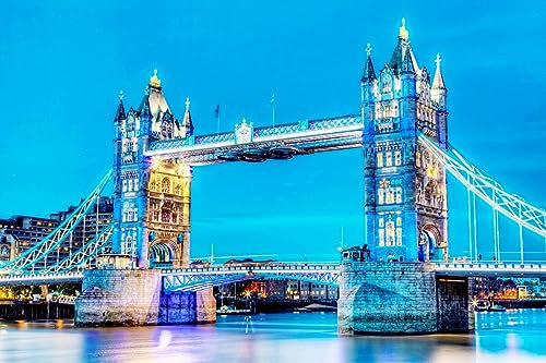 Wooden 1000 Piece Jigsaw Puzzle For Adults, London Tower Bridge Thames River Jigsaw Puzzles 75X50Cm
