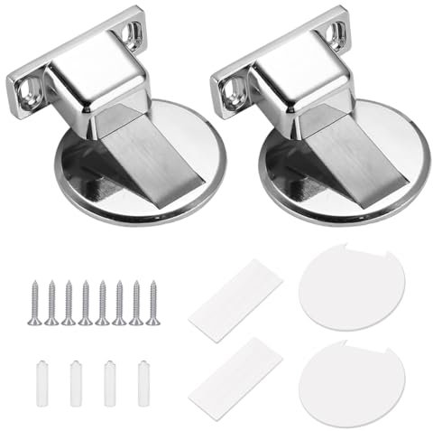 2 Piezas Tope Magnético para Puerta, Topes de Puerta Invisible de acero Inoxidable, Door Stopper, Soporte Magnético Invisible de Metal, Viene con Adhesivo y Tornillos, para Casa, Oficina(Plata)