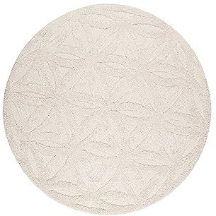 Wecon Home Esprit Teppich In-& Outdoor rund, wetterfest und farbecht mit Ornament für Balkon, Terrasse, Garten, Küche, Flur, Wohnmobil und Camping – Shake (120 cm rund, Creme beige)
