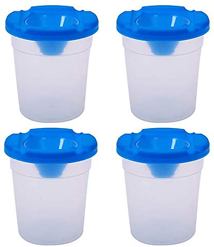 TopHomer 4Pcs Non Spill Paint Pots, Spill Proof Paint Cups with Lids for School Supplies Art Class (Blue)