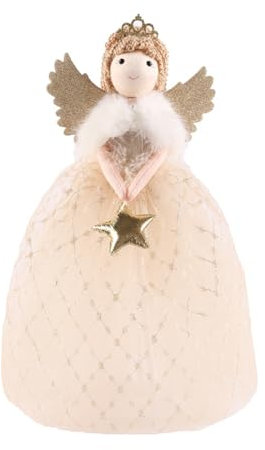 YTFSKFUI Angel Topper Christmas Tree Decorations, 26 * 15 cm Cute Plush Angel Christmas Tree Decorations, Xmas Creative Angel Topper, Angel for Kids Xmas Crafts (Golden)