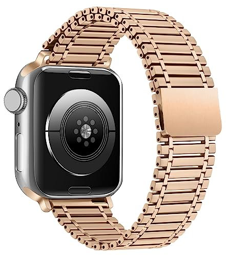 Kompatibel mit Apple Watch Armband 38 mm 40 mm 41 mm 42 mm 44 mm 45 mm 49 mm, Magnetverschluss, Metall-Ersatzarmband für iWatch Ultra 1 2 SE, Serie 9 8 7 6 5 4 3 2 1,Gold 1,42/44/45/49mm