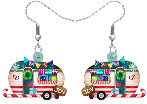 BONSNY Acryl Tropfen Baumeln Cartoon Lustig Camper-Vans Camping Auto Ohrringe Schmuck für Frauen Damen Geschenke Charms (Gemischte Farbe)