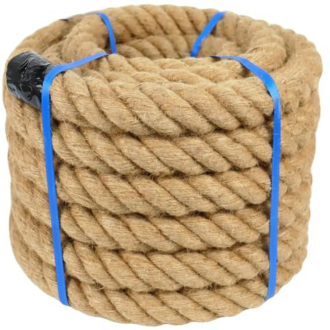 5 Zoll natürliches Juteseil, 15 m dickes Hanfseil, 4 Stränge gedrehtes Manila-Seil für Docks, nautisch, Raliings, Klettern, Dekorieren, Indoor/Outdoor
