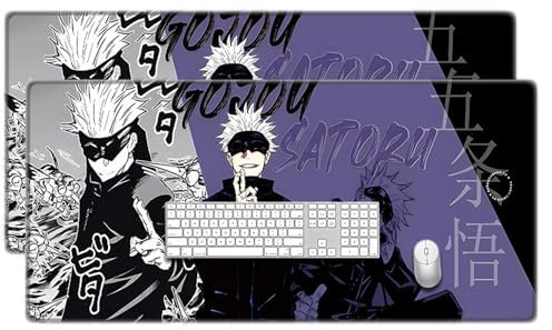 GeRRiT Jujutsu Kaisen Tapis de souris | Tapis de souris anime | Tapis de souris noir et blanc | Tapis de souris XXL | Grand tapis de souris 900 x 400 | Imperméable et antidérapant | Satoru Gojo