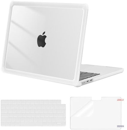 MOSISO Compatible with MacBook Air 13 inch Case M4 M3 M2 2025 2024 2023 2022 A3240 A3113 A2681, Hard Shell for Macbook Air 13.6 Case Anti-Cracking TPU Bumper&Keyboard Skin&Screen Film, Transparent