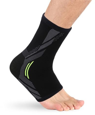 König Design Sprunggelenkbandage, Einstellbares Fußbandage, Flexible knöchelbandage, Ultradünn Fußgelenkbandage, Komfortabel, Rechte und Linke Fußgelenk, Damen und Herren (Schwarz 1 Stück) (XL)