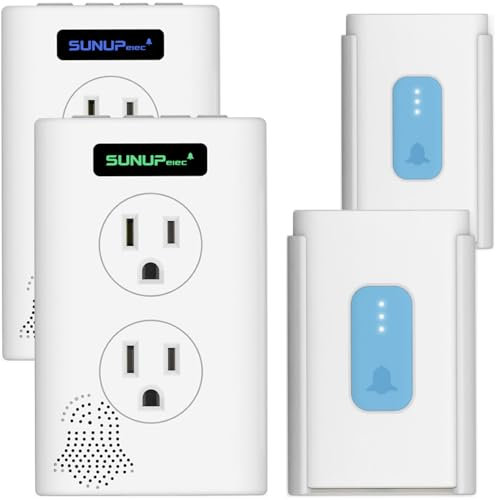 Wireless Doorbell,Door Bell Chime Kit with Extra Outlets & Nightlight,1400Ft Range,Doorbell Signal Extender,IP65 Waterproof,Do Not Disturb Mode,LED Flash(White,2 Button & 2 Receiver)