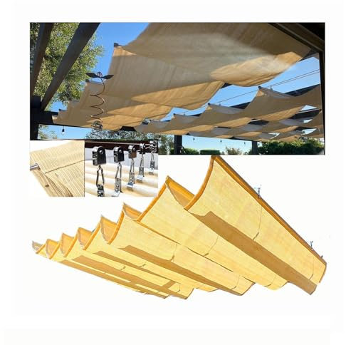 Pergola Shade Cover Retractable Roof Wave Shade Sails Outdoor Curtain Anti-UV Waterproof Sun Shade Fabric For Patio Awning Pergola Cover Polyester(120cmx300cm)