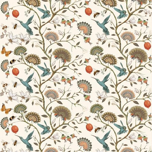 ANLIKY-Pro Papier peint autocollant motif fleurs, oiseaux, branches, papier de contact à décoller et à coller, 44X300CM film décoratif amovible pour meubles d'armoire