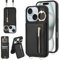 Jcxtrombulous Crossbody Wallet Case for iPhone 11 with Lanyard Strap Card Slot Holder [RFID Blocking] 360° Kickstand,Magnetic Flip Folio Zipper Purse Case, PU Leather Cover Handbag,Black