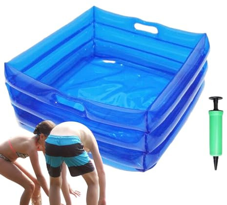 Aufblasbares Pool-Fußbad | 35x14cm Faltbares Aufblasbares Fußbecken Für Pool-Einstiegsleiter | Aufblasbares Pool Fußwanne Mit Pumpe - Fußbadewanne Für Aufstellpools, Spa, Saubere Füße