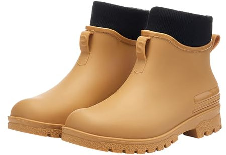 Stivali di gomma da donna, corti, in gomma, antiscivolo, per esterni, da giardino, impermeabili, taglia 37-44, marrone, 44 EU