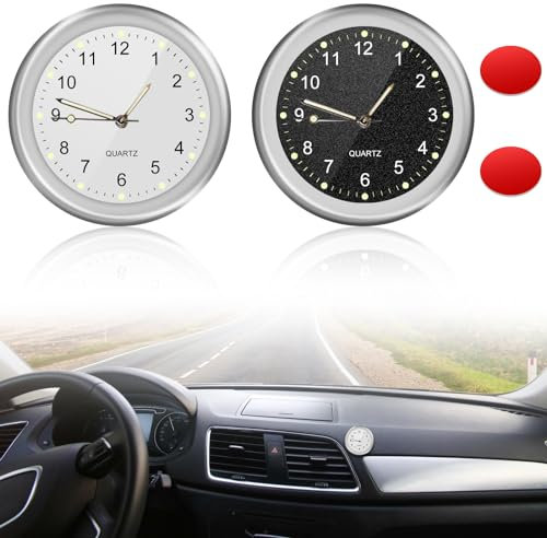 Auto Mini Uhr, 2 Stück Uhr Motorrad Stick on Dashboard Quarzuhr Analogue Auto-Uhr, Car Clock, Mini Fahrzeug Armaturenbrett Uhr, Auto Air Vent Clip Uhr, Mini Quarz-Autouhr für Auto
