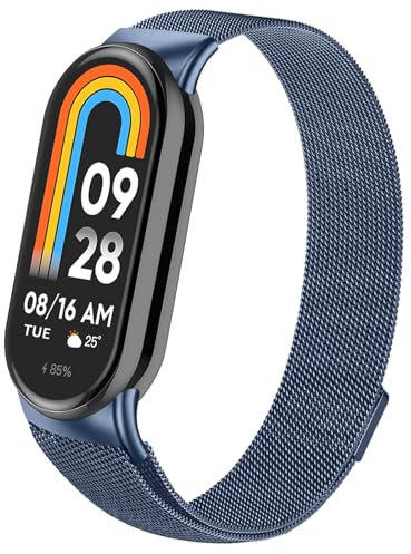 Meliya für Xiaomi Smart Band 9/10/8 Armband Damen Herren, Weich Metall Ersatzarmband für Xiaomi Mi Band 10/9/8