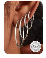 Chriscoco 4 Paar Creolen Silber 925 Creolen Gold Hypoallergene Ohrringe Creolen 14K Vergoldete Ohrringe Damen Leichte Ohrringe Silber 925 Creolen 14/20/30/40MM